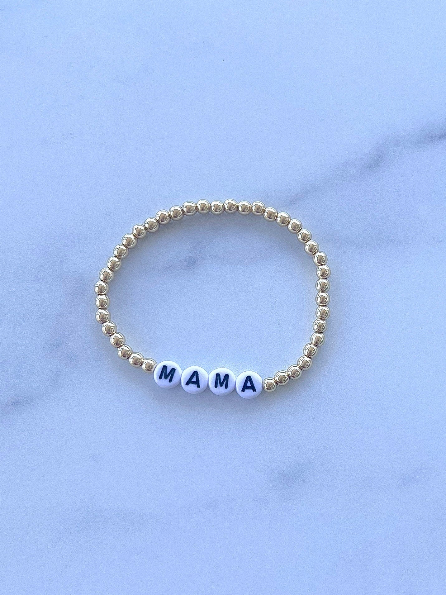 Personalized name bracelet gold stacking bracelet custom jewelry gifts for her mama bracelet gold bead jewelry new mom gift women's birthday