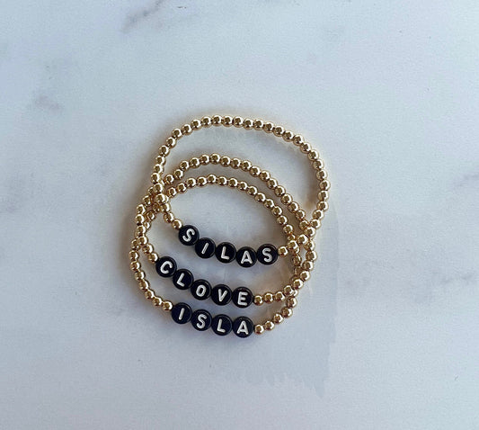 bracelet mama gold bead bracelet personalized name bracelet women's gold bracelet custom beaded bracelet new mom gift Christmas stocking