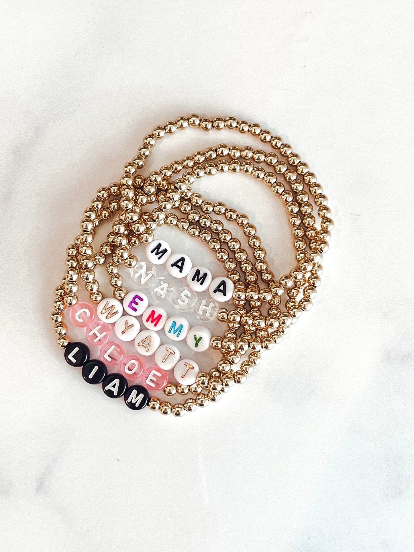 mama bracelet name bracelet bead gold bead bracelet custom bead bracelet gold bead stack bracelet mama bracelet stack bead name bracelet mom